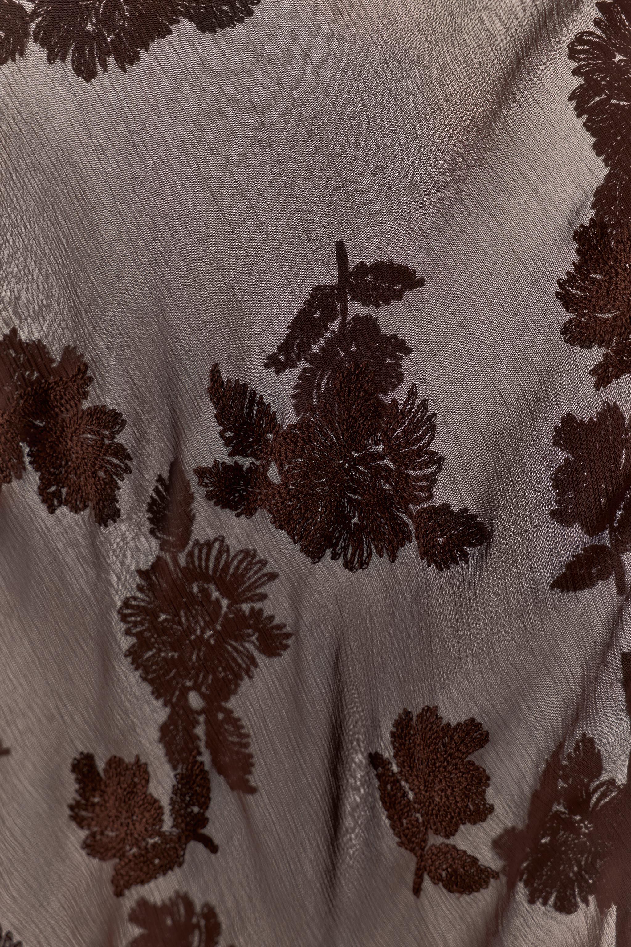 SEMI-SHEER SHIRT WITH FLORAL EMBROIDERY